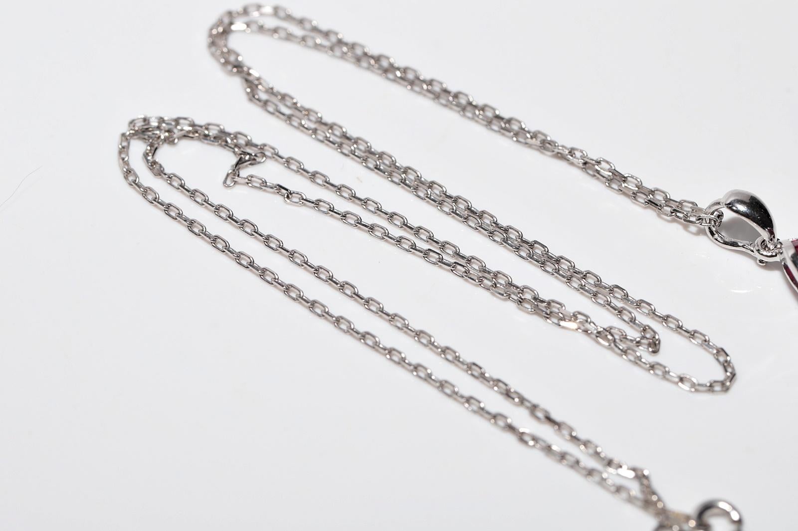 Vintage CIRCA 1990er Jahre 18k Gold Natürlicher Diamant und  Rubin-Anhänger  Halskette im Angebot 9