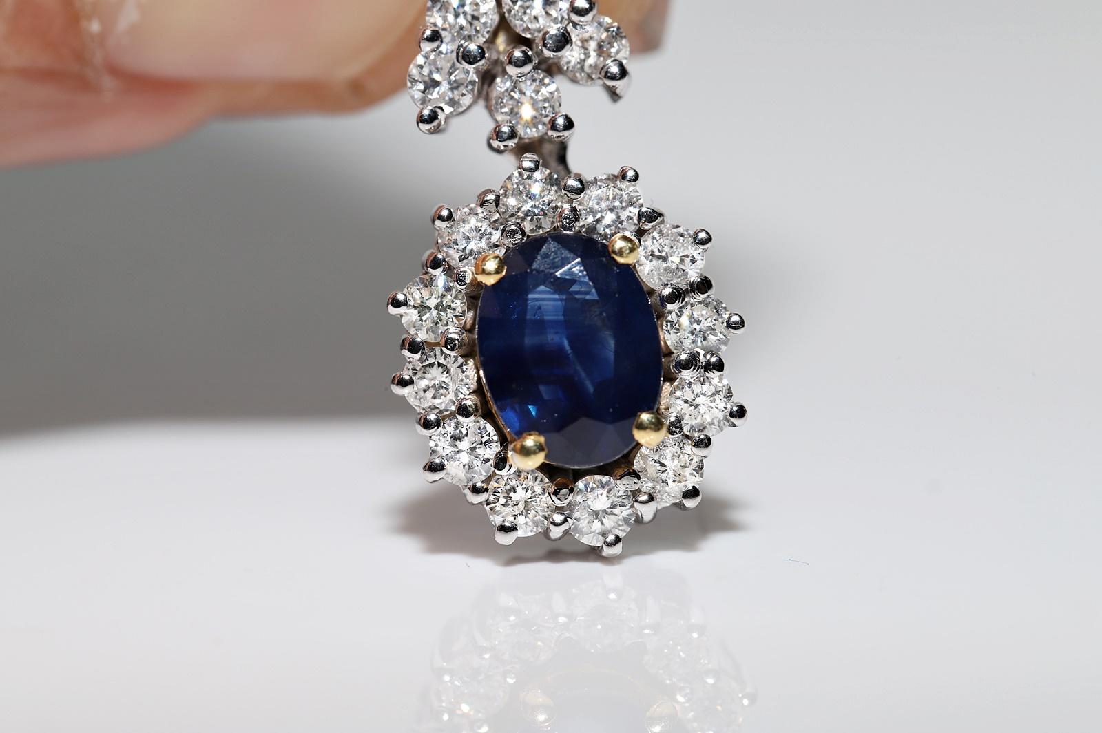 Vintage Circa 1990s 18k Gold Natural Diamond And Sapphire Decorated Necklace For Sale 7