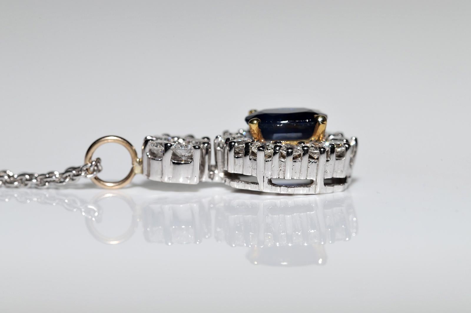 Vintage Circa 1990er Jahre 18k Gold Natürlicher Diamant und Saphir Dekorierte Halskette im Angebot 8