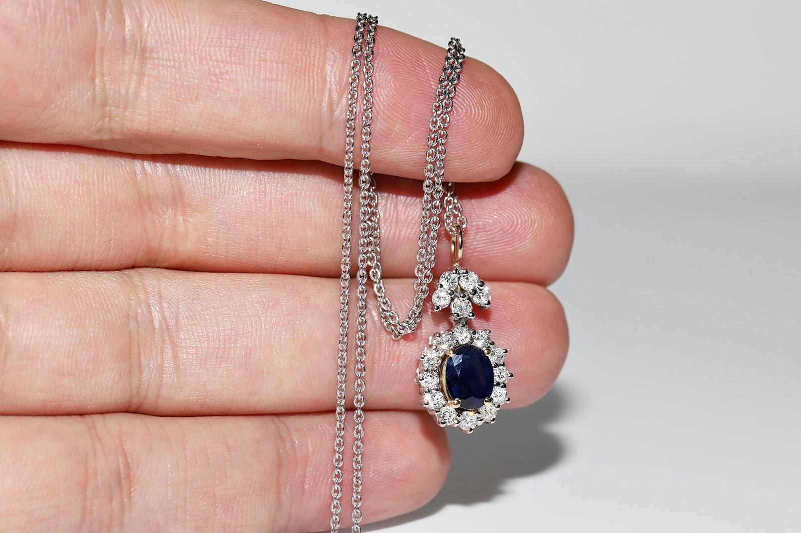 Vintage Circa 1990s 18k Gold Natural Diamond And Sapphire Decorated Necklace For Sale 10