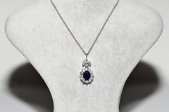 Vintage Circa 1990s 18k Gold Natural Diamond And Sapphire Decorated Necklace