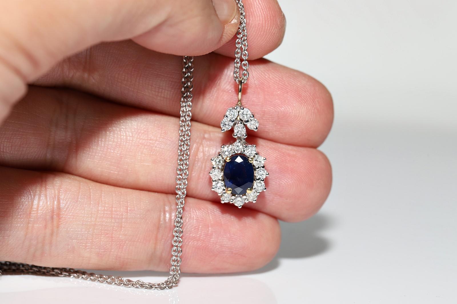 Vintage Circa 1990er Jahre 18k Gold Natürlicher Diamant und Saphir Dekorierte Halskette Damen im Angebot
