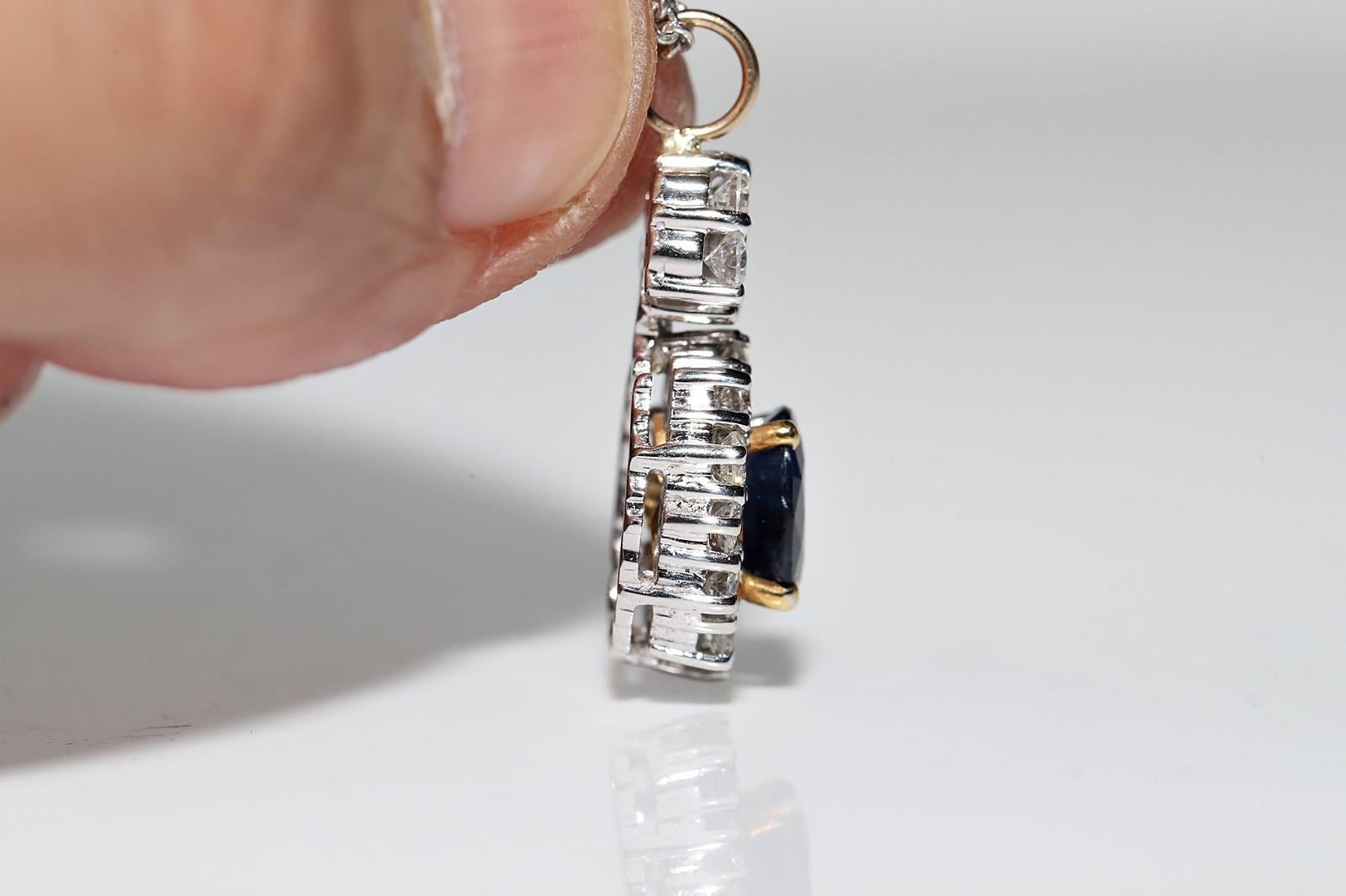 Vintage Circa 1990er Jahre 18k Gold Natürlicher Diamant und Saphir Dekorierte Halskette im Angebot 3