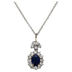 Vintage Circa 1990s 18k Gold Natural Diamond And Sapphire Decorated Necklace