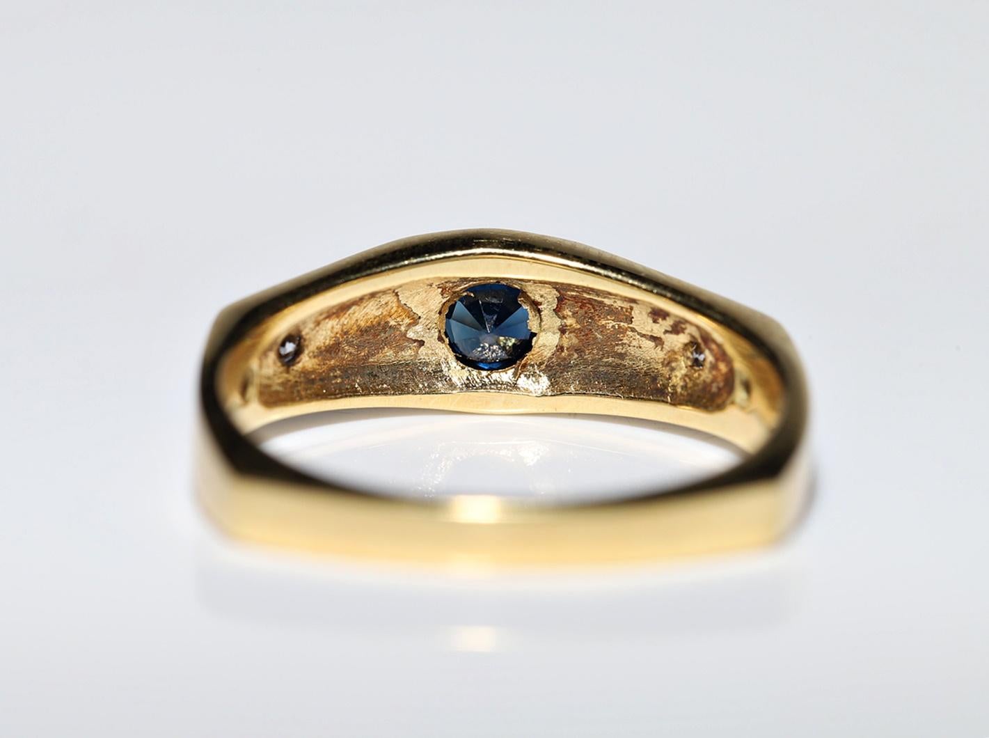 Vintage Circa 1990er Jahre 18k Gold Natürlicher Diamant und Saphir Dekorierter Ring  im Angebot 4