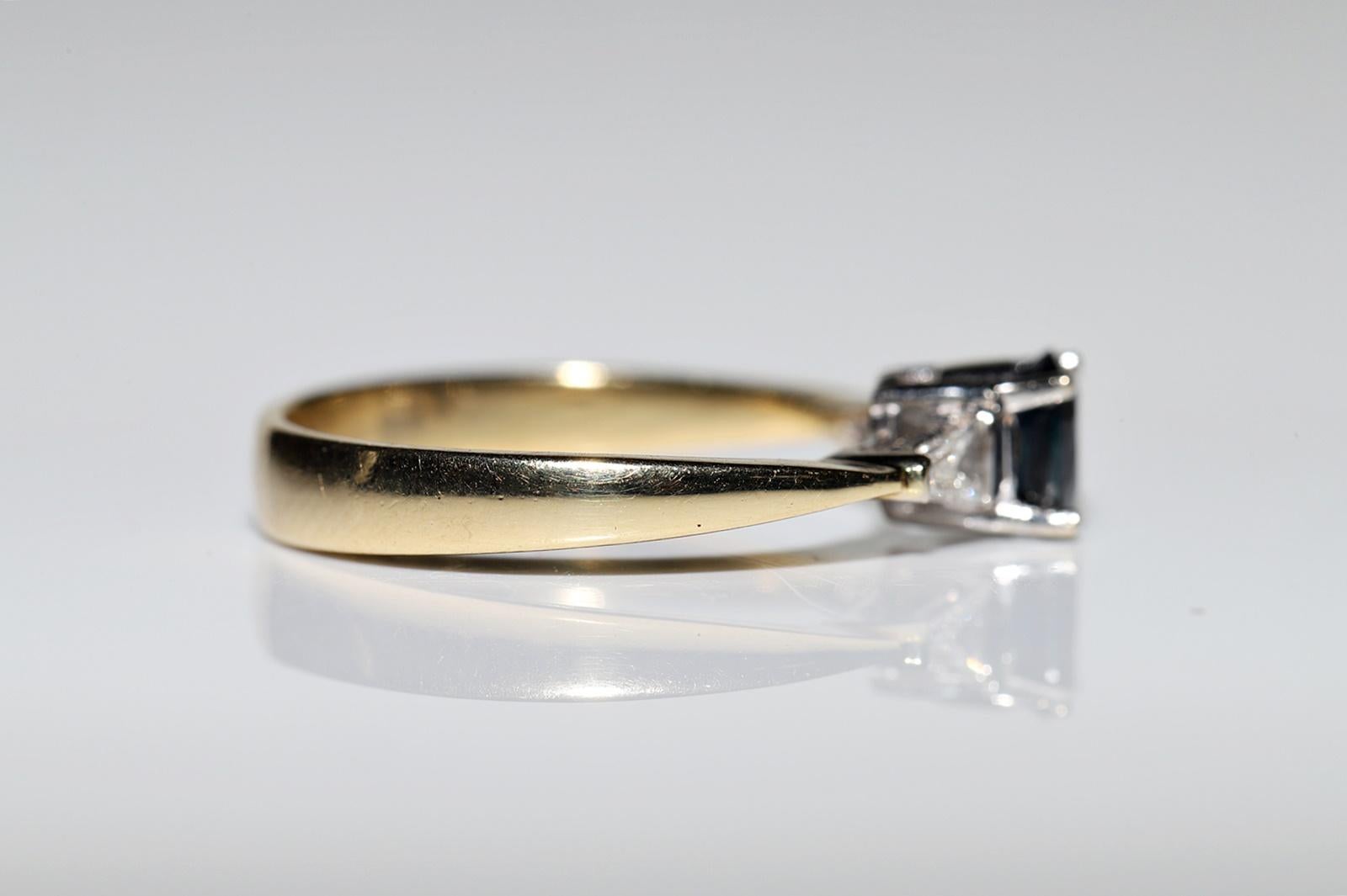 Vintage Circa 1990er Jahre 18k Gold Natürlicher Diamant und Saphir Dekorierter Ring im Angebot 4