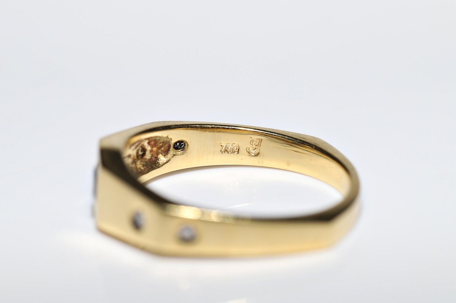 Vintage Circa 1990er Jahre 18k Gold Natürlicher Diamant und Saphir Dekorierter Ring  im Angebot 5