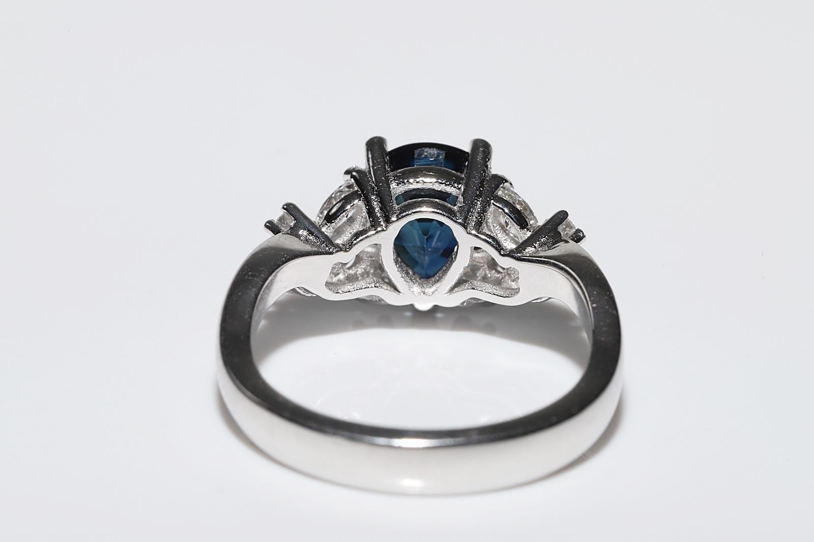 Vintage Circa 1990er Jahre 18k Gold Natürlicher Diamant und Saphir Dekorierter Ring im Angebot 5
