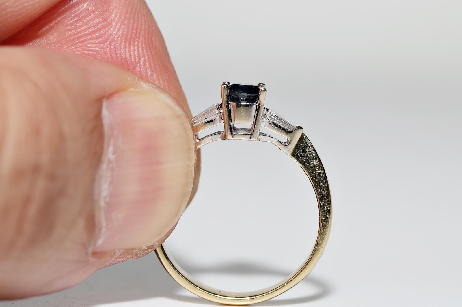 Vintage Circa 1990er Jahre 18k Gold Natürlicher Diamant und Saphir Dekorierter Ring im Angebot 5