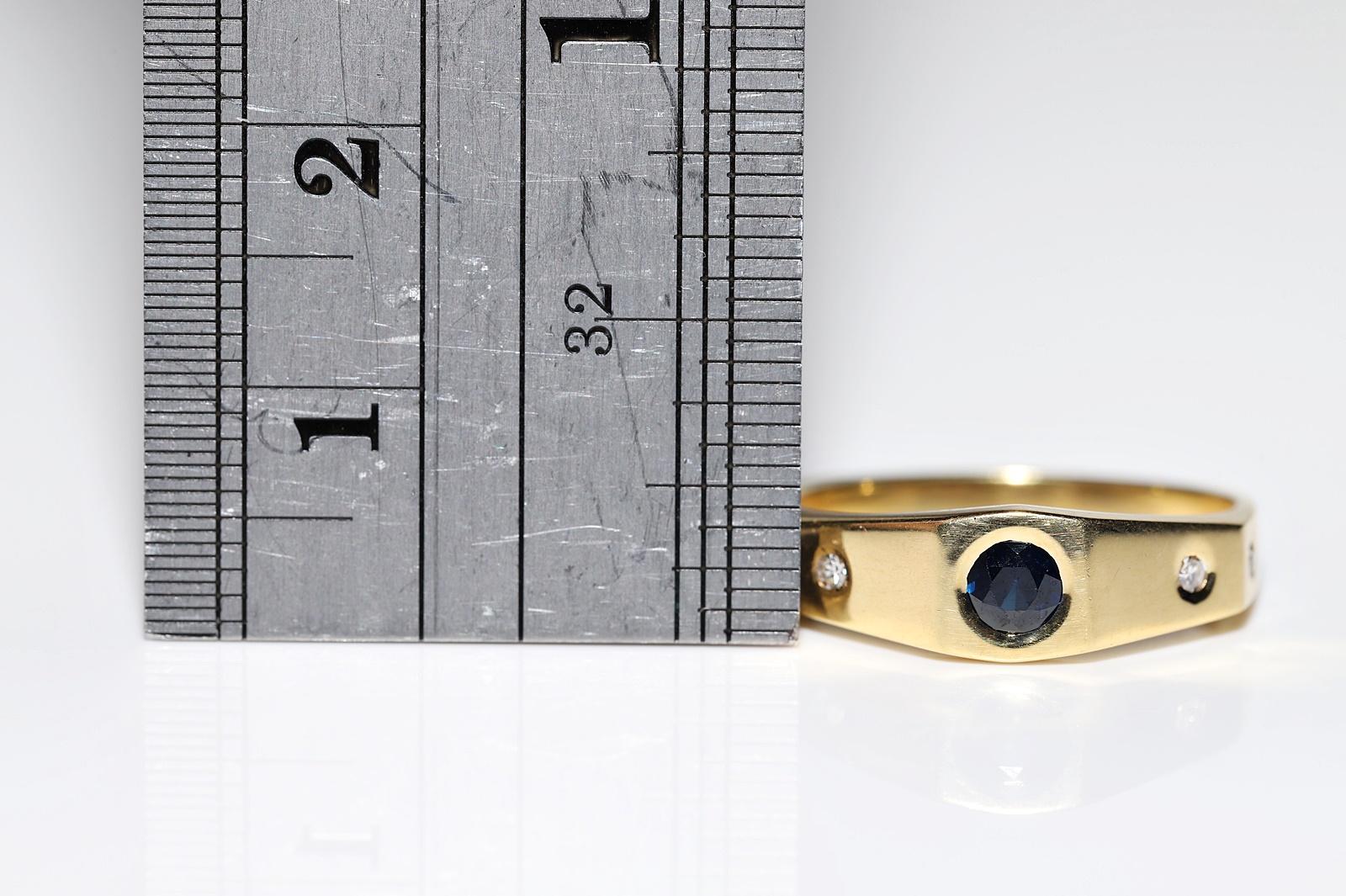 Vintage Circa 1990er Jahre 18k Gold Natürlicher Diamant und Saphir Dekorierter Ring  im Angebot 6
