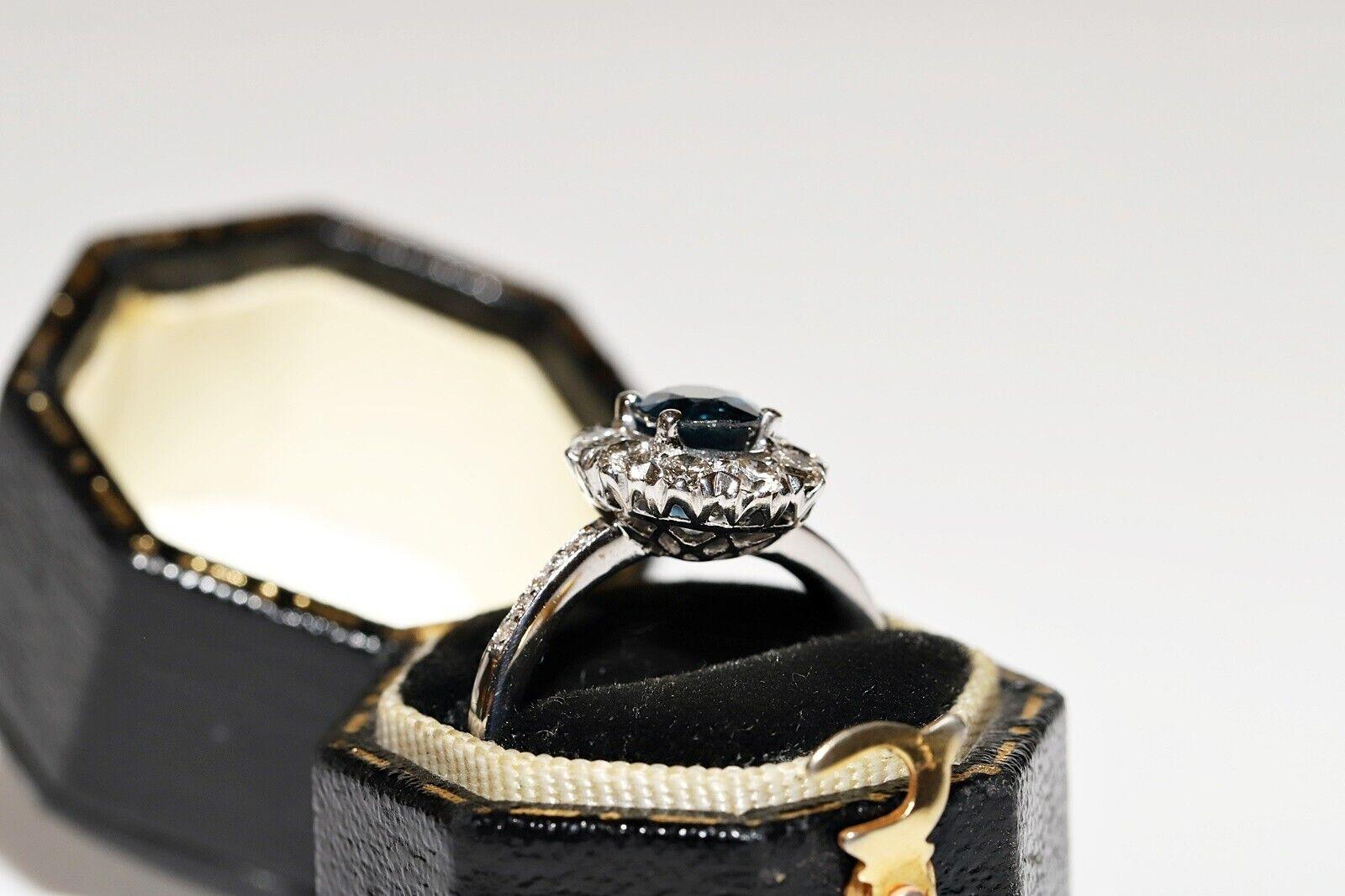Vintage Circa 1990er Jahre 18k Gold Natürlicher Diamant und Saphir Dekorierter Ring im Angebot 6