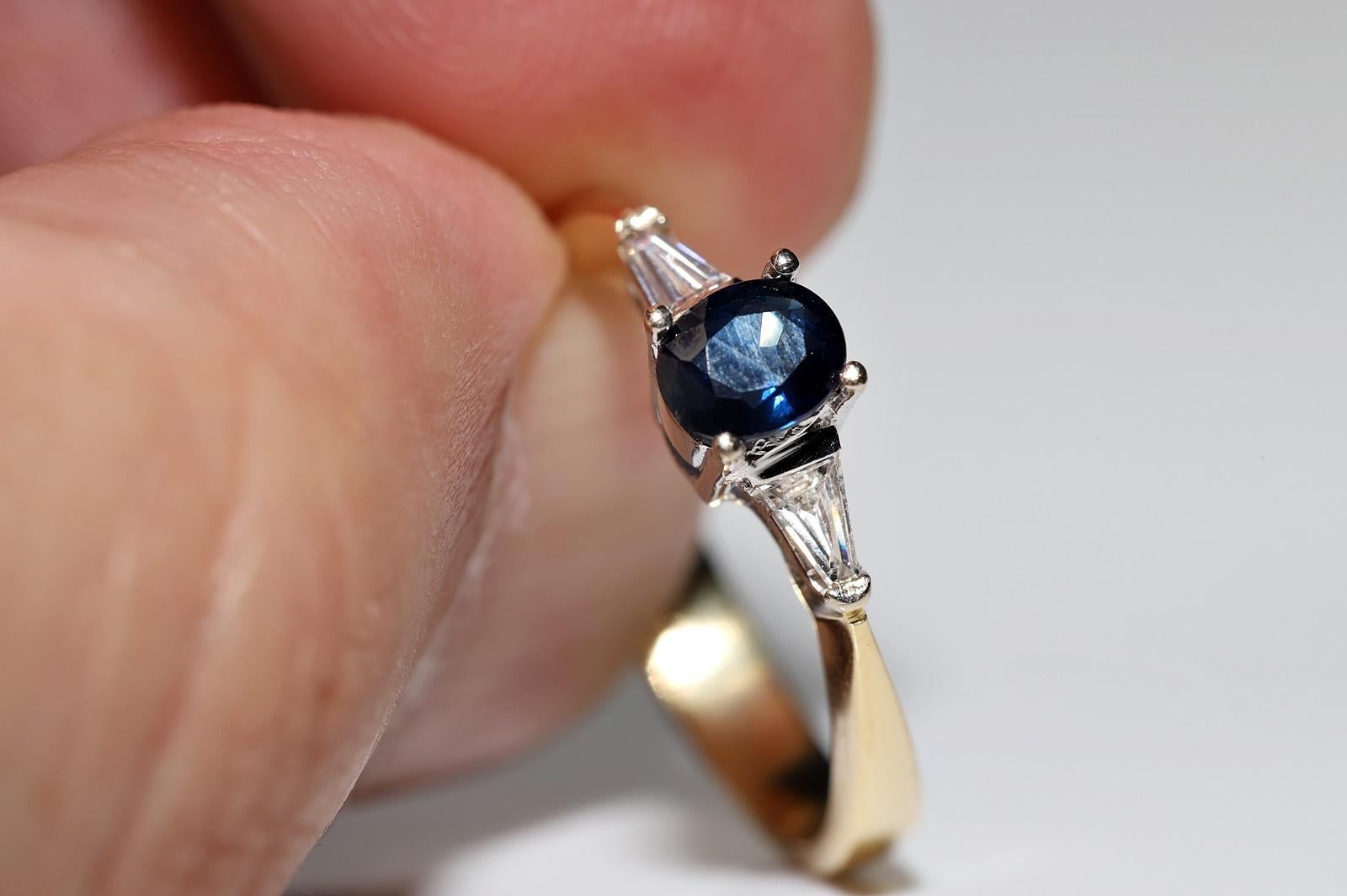 Vintage Circa 1990er Jahre 18k Gold Natürlicher Diamant und Saphir Dekorierter Ring im Angebot 6