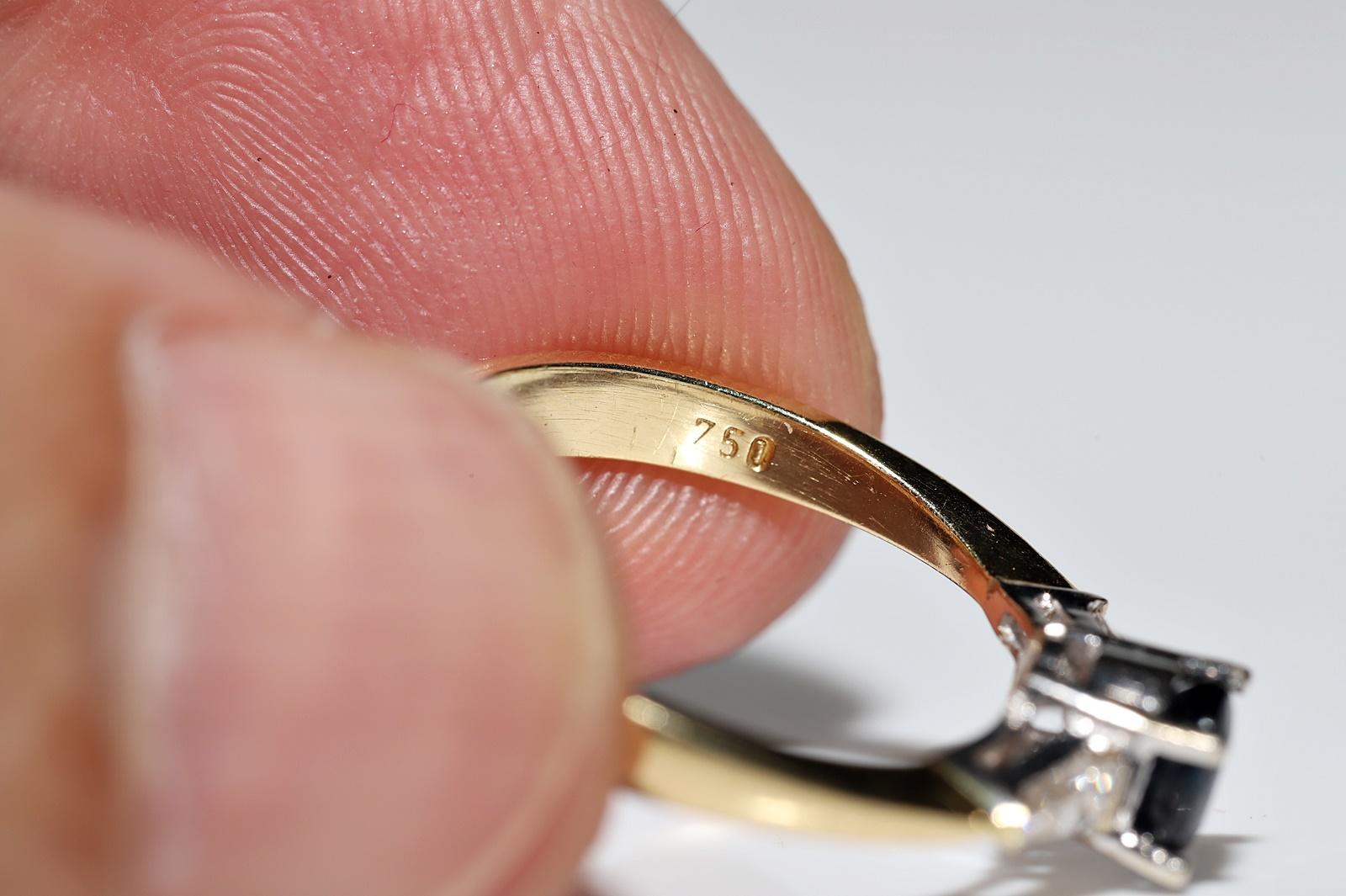Vintage Circa 1990er Jahre 18k Gold Natürlicher Diamant und Saphir Dekorierter Ring im Angebot 8