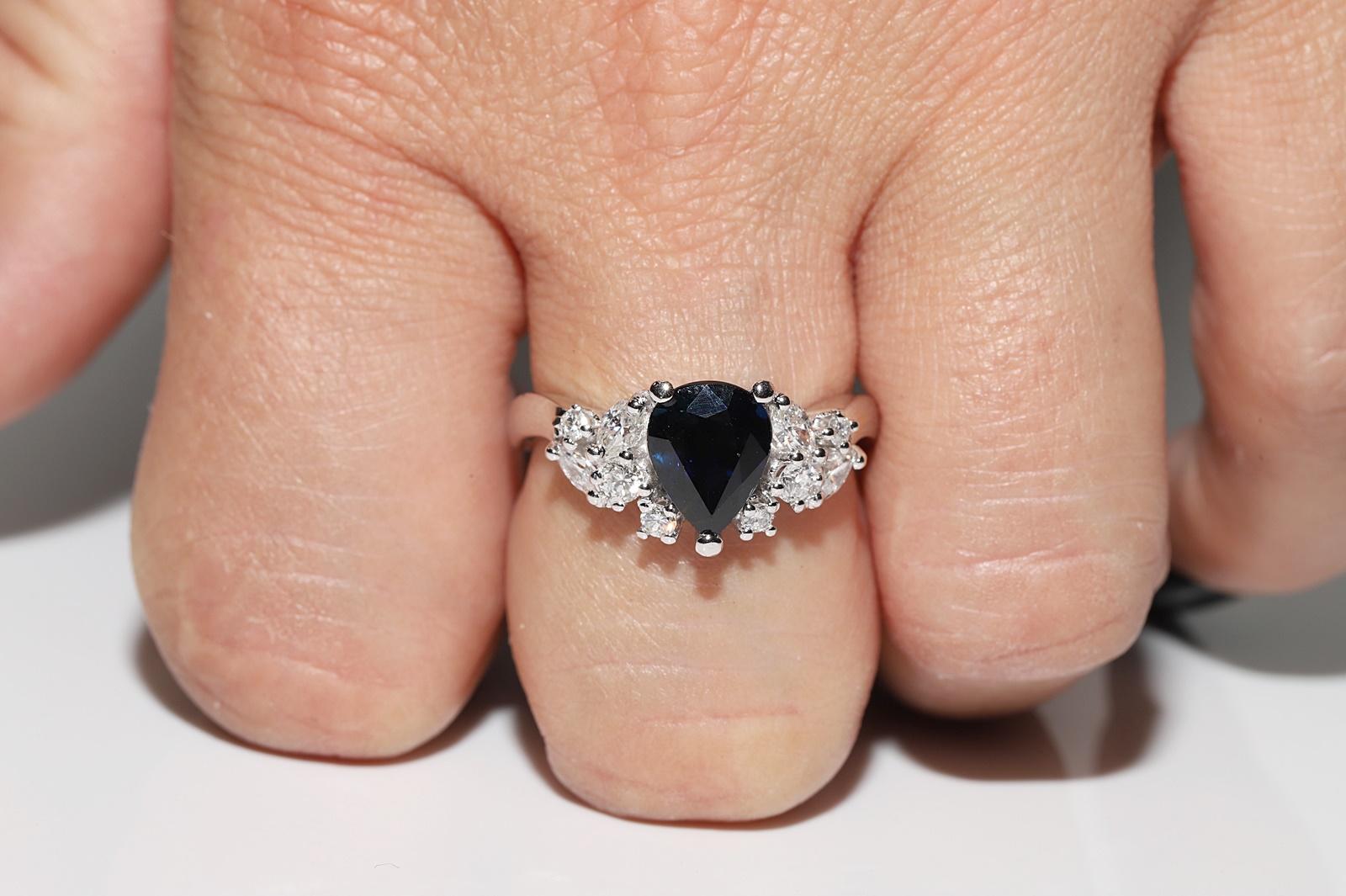 Vintage Circa 1990er Jahre 18k Gold Natürlicher Diamant und Saphir Dekorierter Ring im Angebot 10