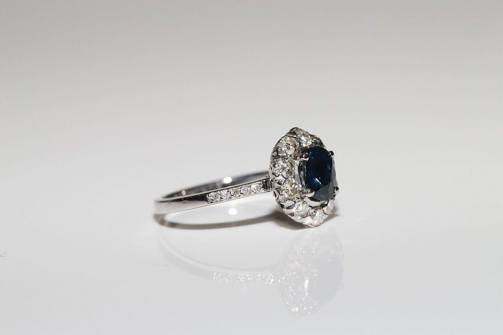 Brilliant Cut Vintage Circa 1990s 18k Gold Natural Diamond And Sapphire Decorated Ring For Sale
