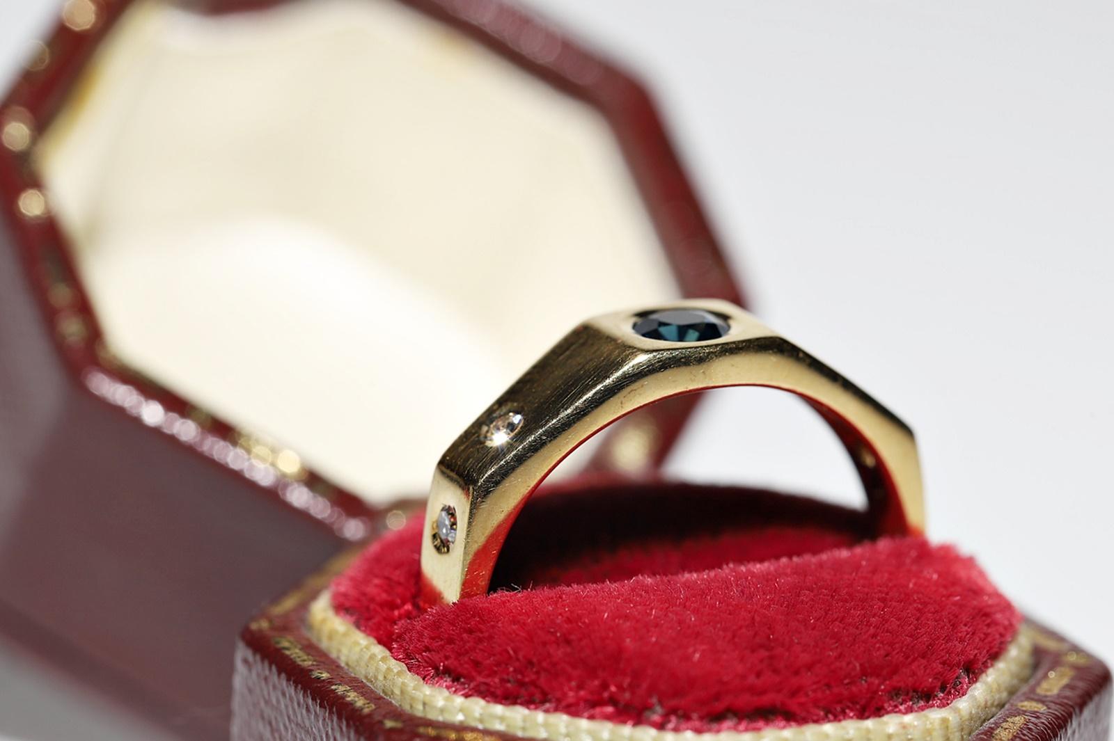 Vintage Circa 1990er Jahre 18k Gold Natürlicher Diamant und Saphir Dekorierter Ring  im Zustand „Gut“ im Angebot in Fatih/İstanbul, 34