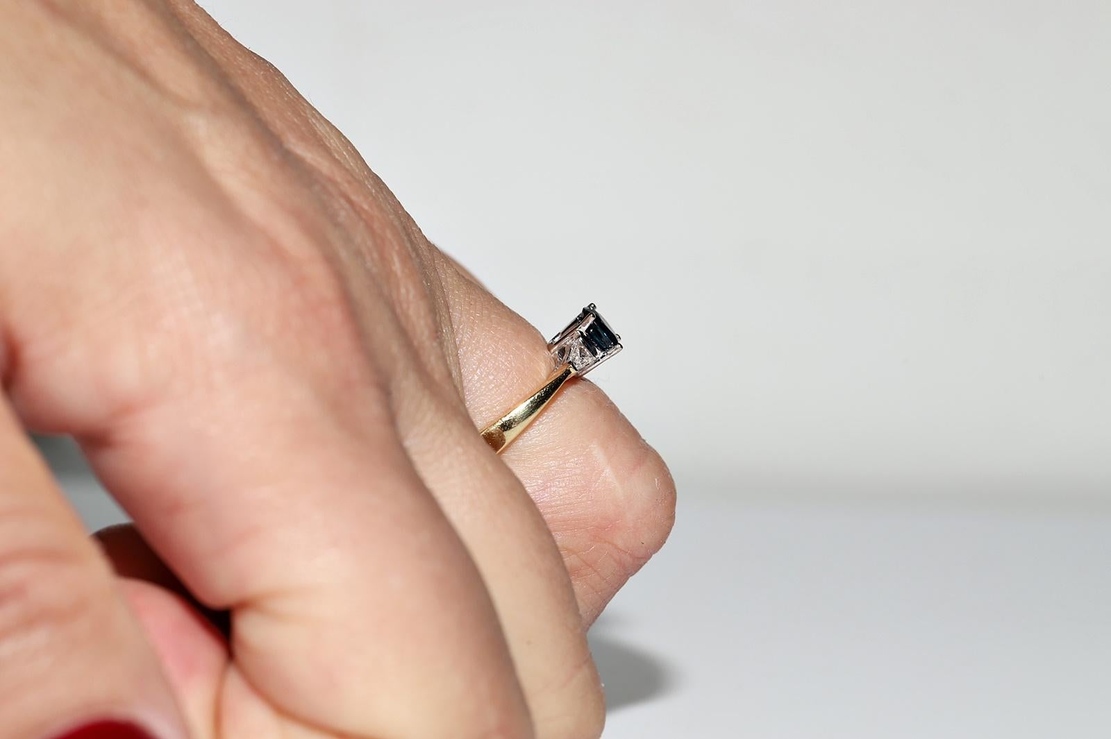 Vintage Circa 1990er Jahre 18k Gold Natürlicher Diamant und Saphir Dekorierter Ring im Zustand „Gut“ im Angebot in Fatih/İstanbul, 34