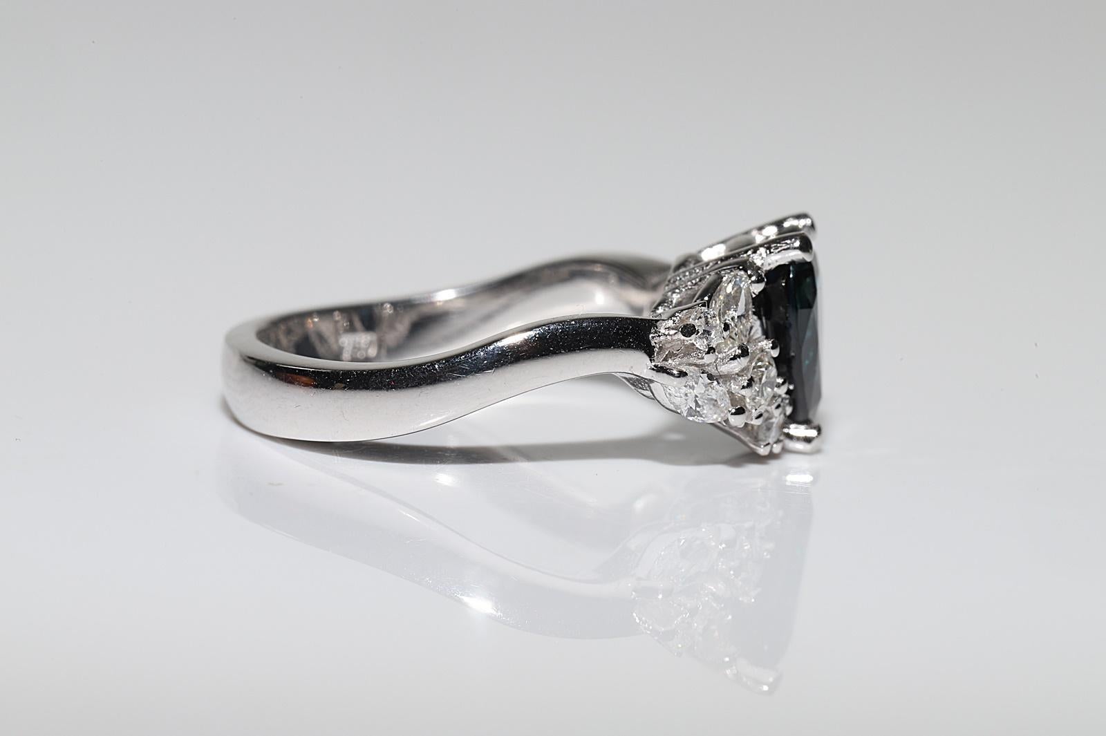 Vintage Circa 1990er Jahre 18k Gold Natürlicher Diamant und Saphir Dekorierter Ring Damen im Angebot