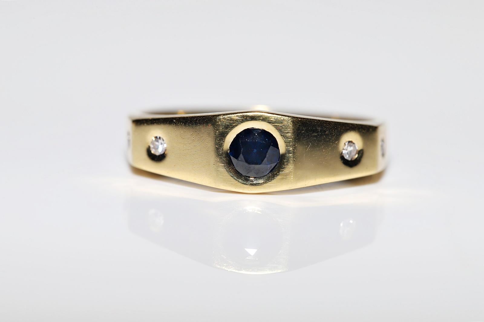 Vintage Circa 1990er Jahre 18k Gold Natürlicher Diamant und Saphir Dekorierter Ring  im Angebot 1