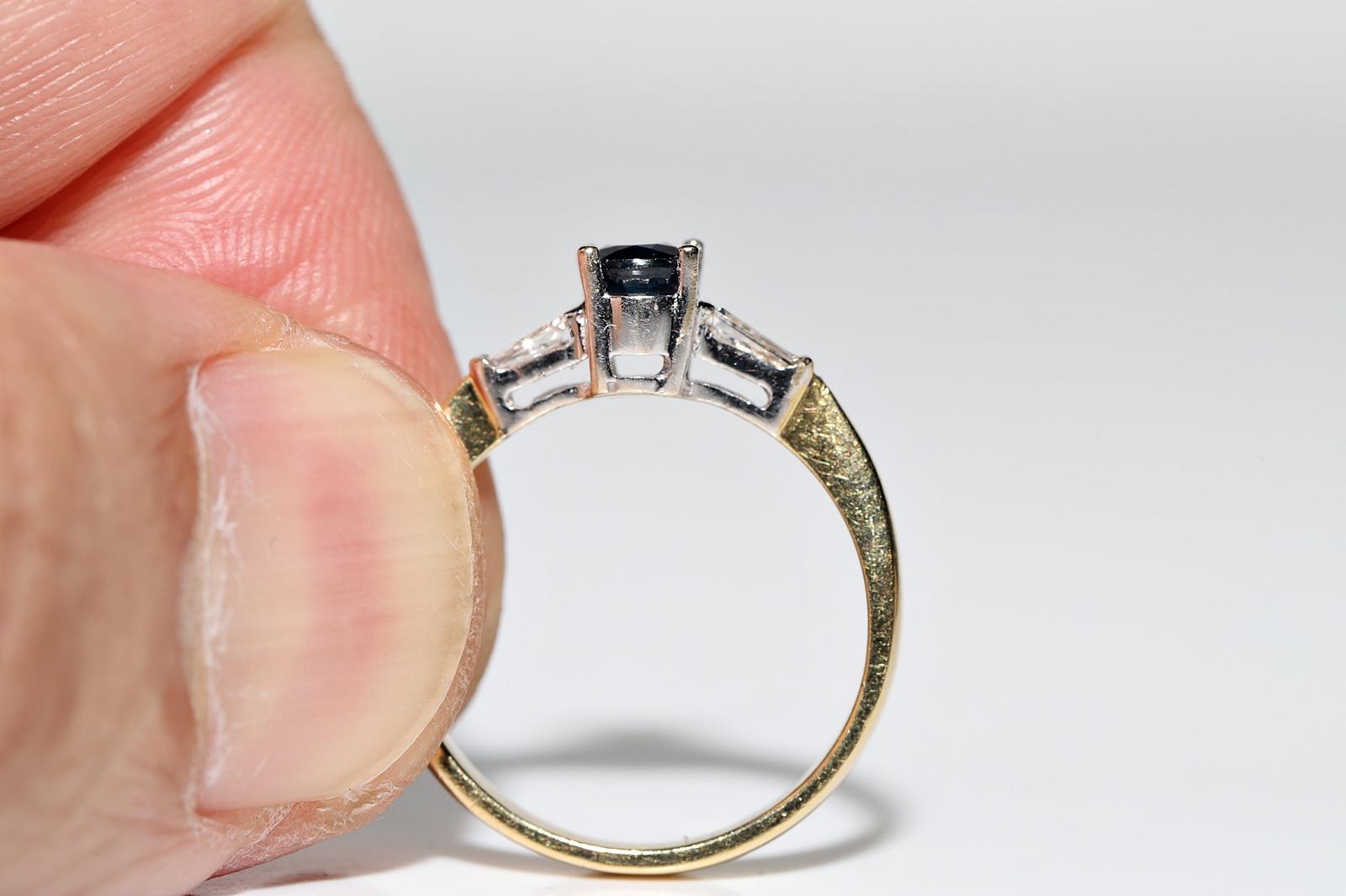 Vintage Circa 1990er Jahre 18k Gold Natürlicher Diamant und Saphir Dekorierter Ring im Angebot 1