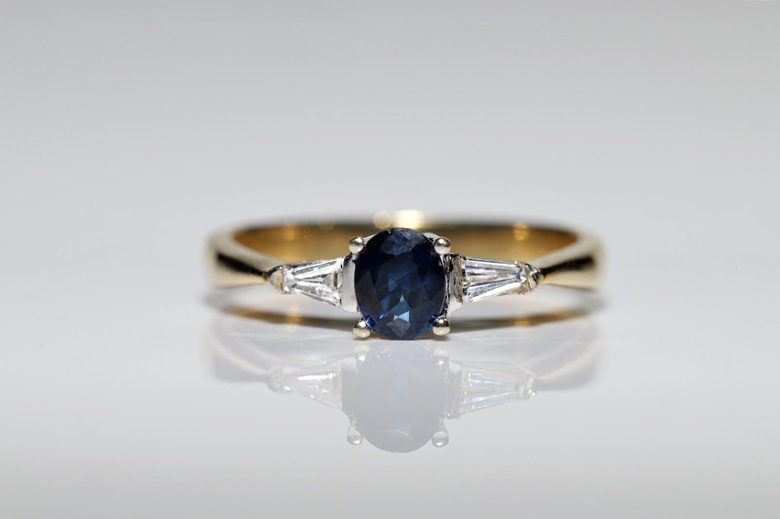 Vintage Circa 1990er Jahre 18k Gold Natürlicher Diamant und Saphir Dekorierter Ring im Angebot 2