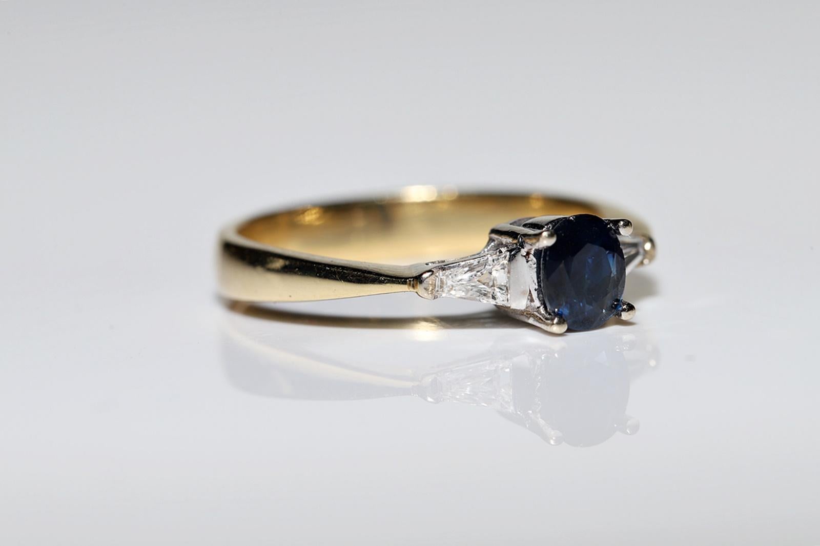Vintage Circa 1990er Jahre 18k Gold Natürlicher Diamant und Saphir Dekorierter Ring im Angebot 3
