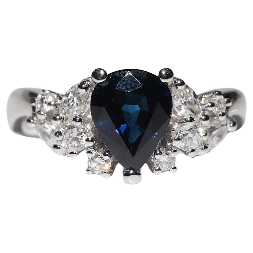 Vintage Circa 1990s 18k Gold Natural Diamond And Sapphire Decorated Ring
