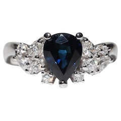 Vintage Circa 1990s 18k Gold Natural Diamond And Sapphire Decorated Ring