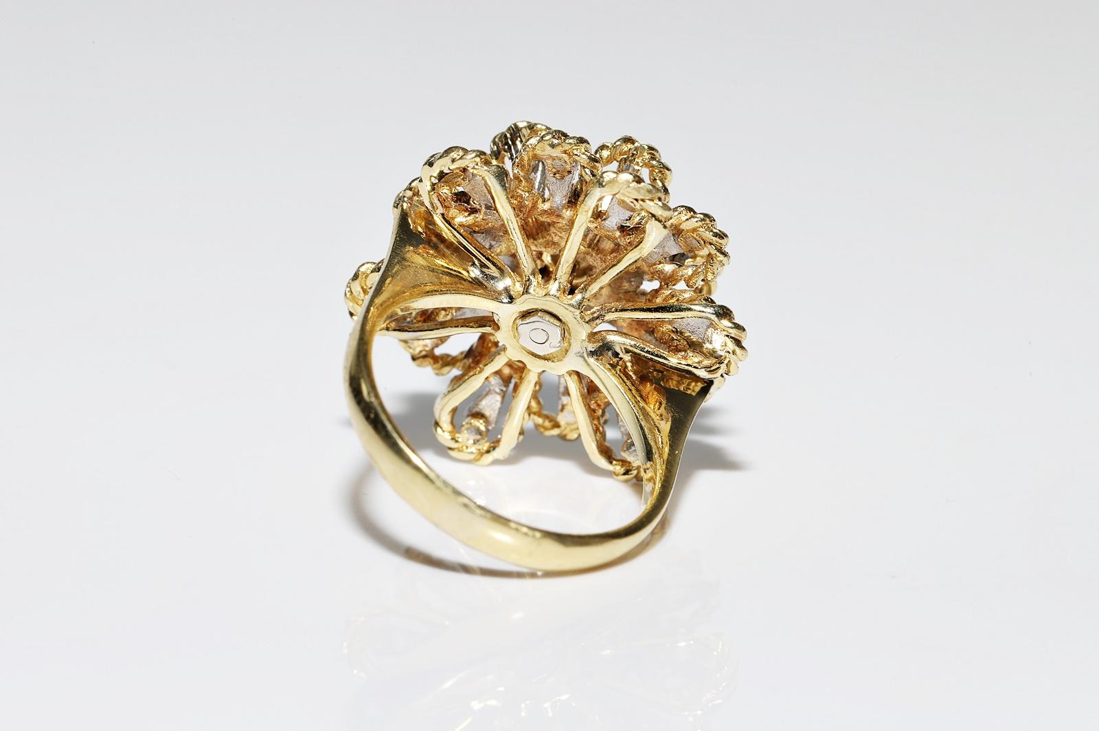 Vintage Circa 1990er Jahre 18k Gold Natürlicher Diamant und Saphir Dekorierter starker Ring im Angebot 8