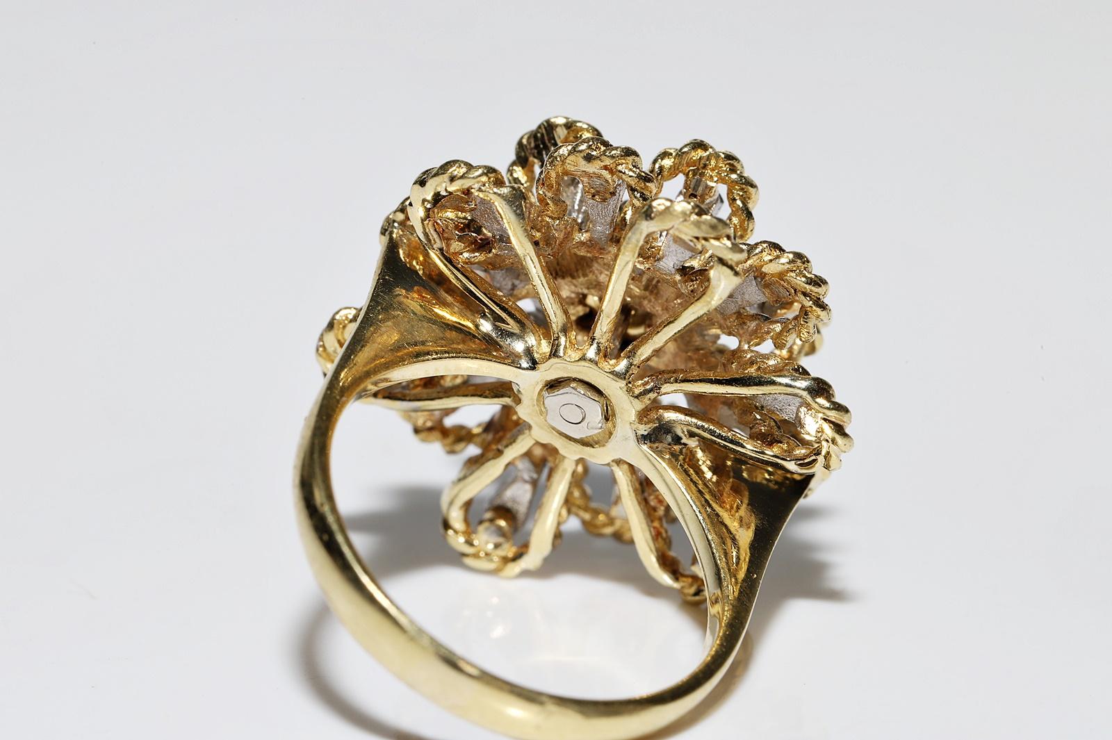 Vintage Circa 1990er Jahre 18k Gold Natürlicher Diamant und Saphir Dekorierter starker Ring im Angebot 9