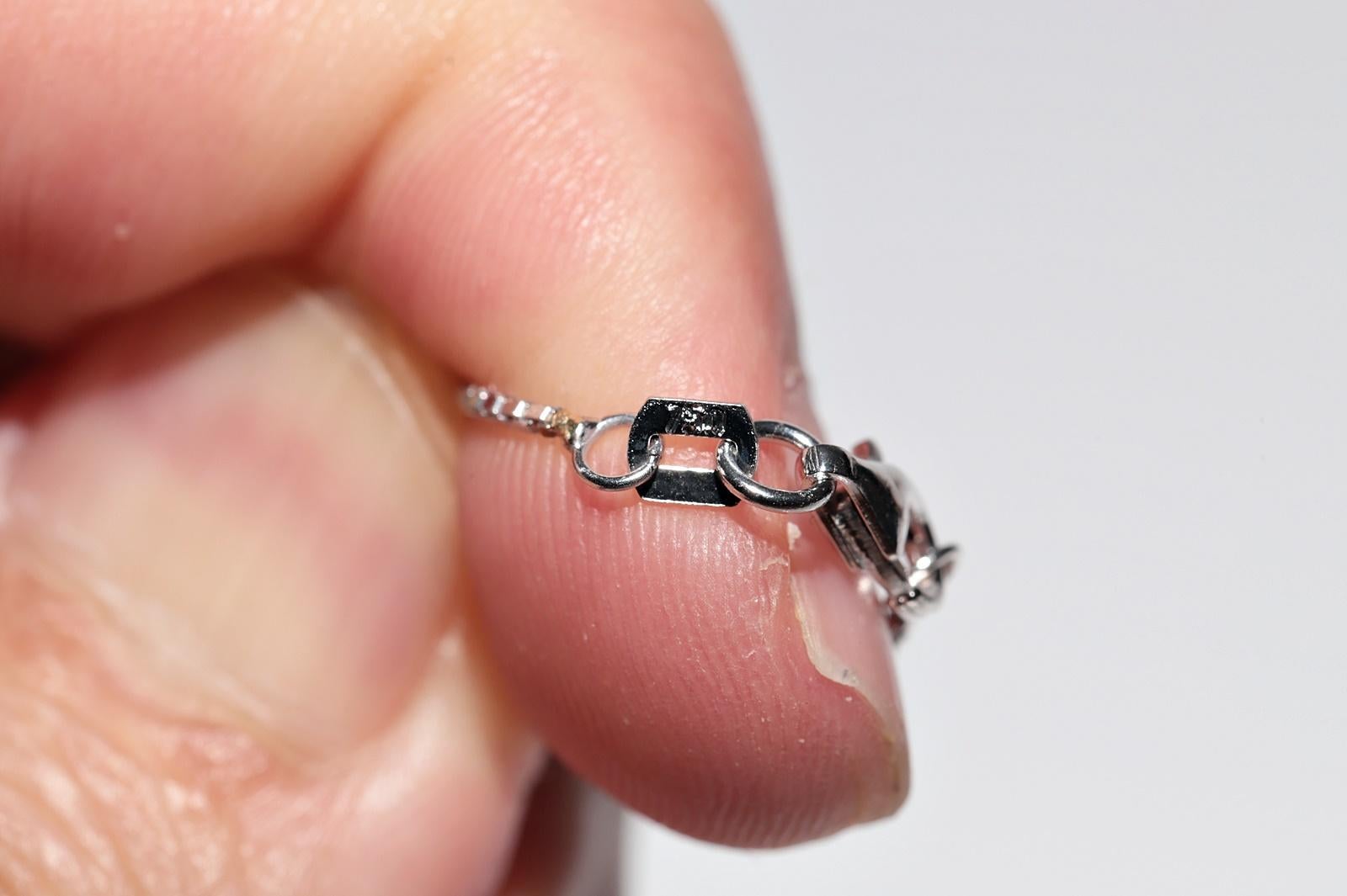 Halskette Vintage Circa 1990er Jahre 18k Gold Natürlicher Diamant und Saphir Evil Eye im Angebot 5