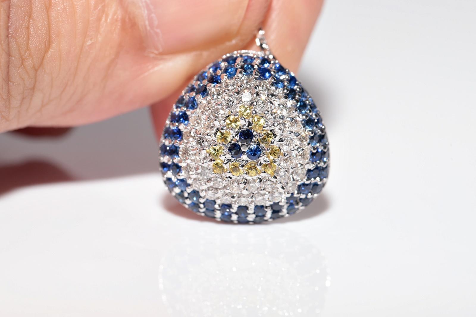 Halskette Vintage Circa 1990er Jahre 18k Gold Natürlicher Diamant und Saphir Evil Eye Damen im Angebot