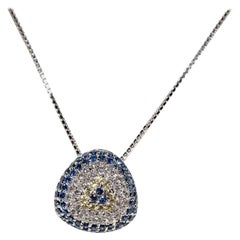 Vintage Circa 1990 Collier œil du mal en or 18k avec diamant naturel et saphir