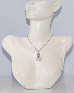 Vintage Circa 1990s 18k Gold Natural Diamond And Sapphire Octopus Necklace