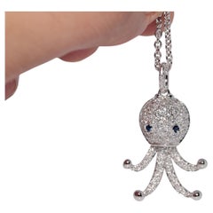 Collana Octopus in oro naturale, diamanti e zaffiri, vintage, circa anni 
90, in oro 18k