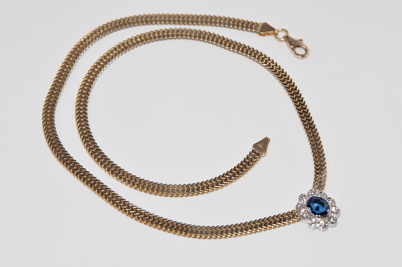 Collar Colgante Vintage Circa 1990s Oro 18k Diamante Natural Y Zafiro en venta 4