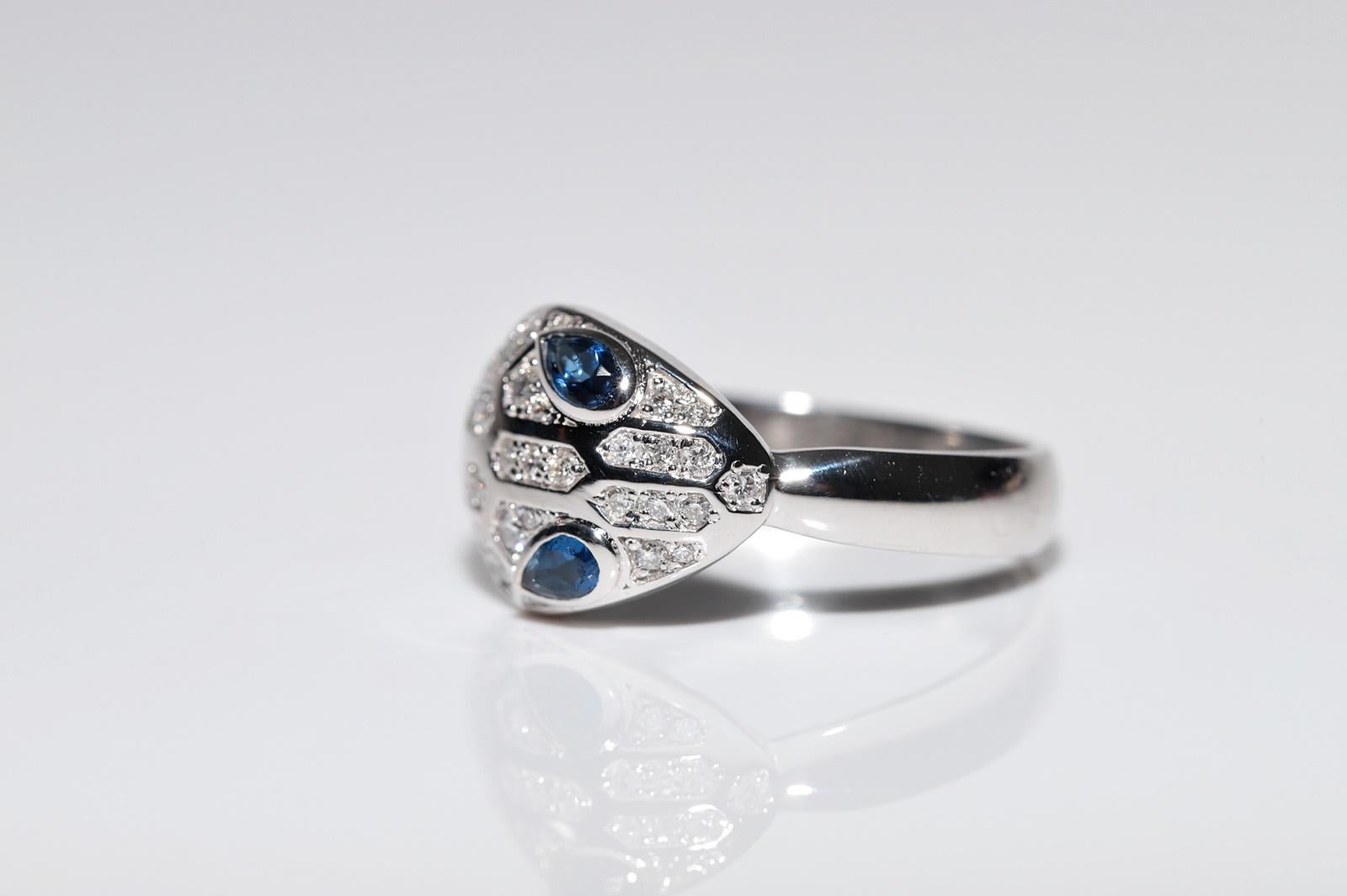 Vintage Circa 1990s 18k Gold Natural Diamond And Sapphire Snake Ring In Good Condition For Sale In Fatih/İstanbul, 34
