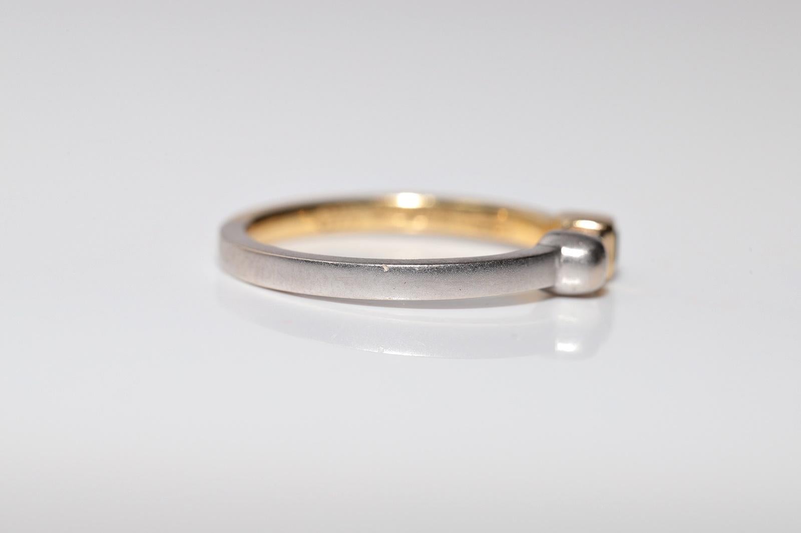 Bandring, Vintage, ca. 1990er Jahre, 18 Karat Gold, natürlicher Diamant und Saphir im Quadratschliff im Angebot 4