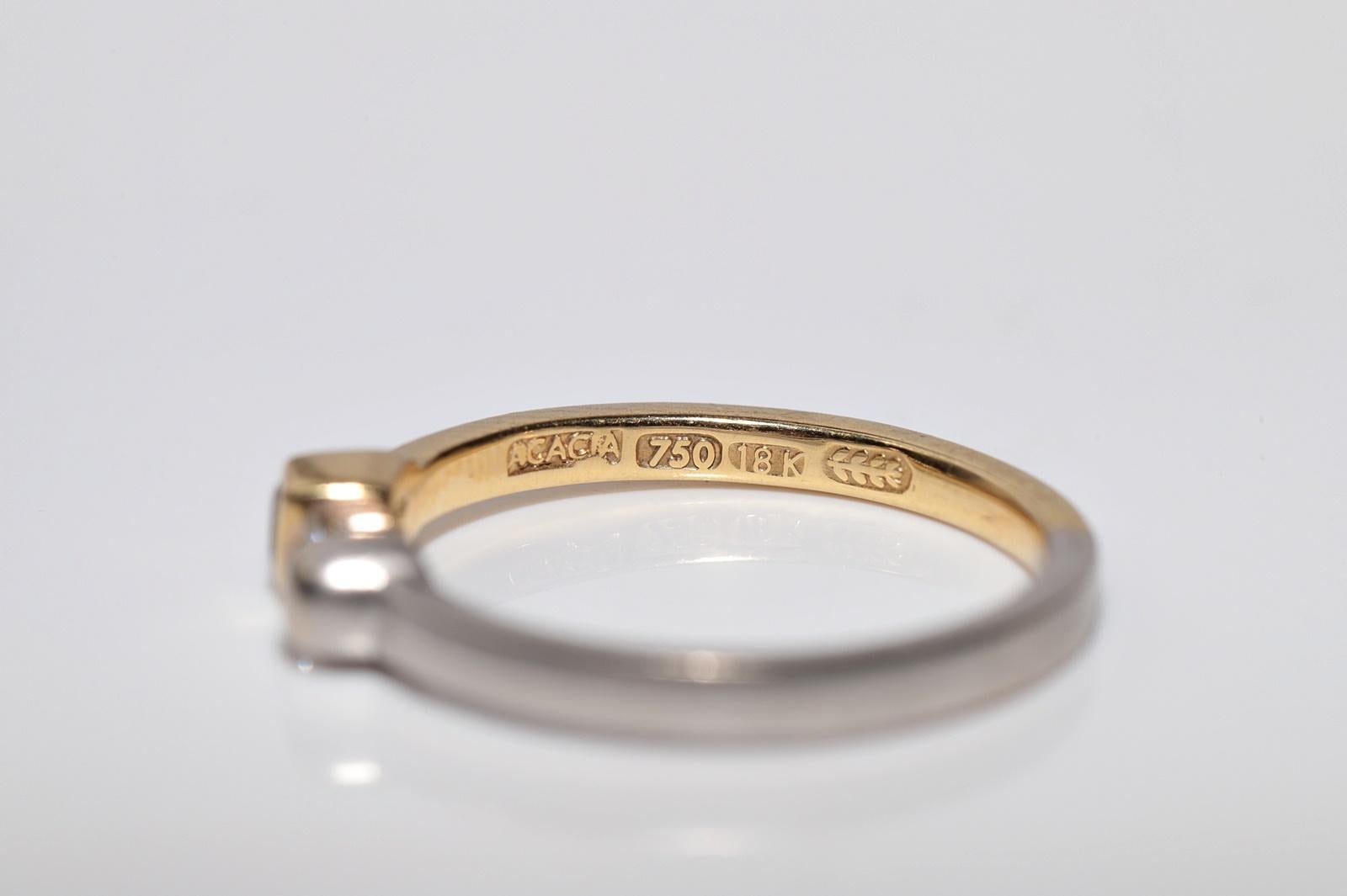 Bandring, Vintage, ca. 1990er Jahre, 18 Karat Gold, natürlicher Diamant und Saphir im Quadratschliff im Angebot 5