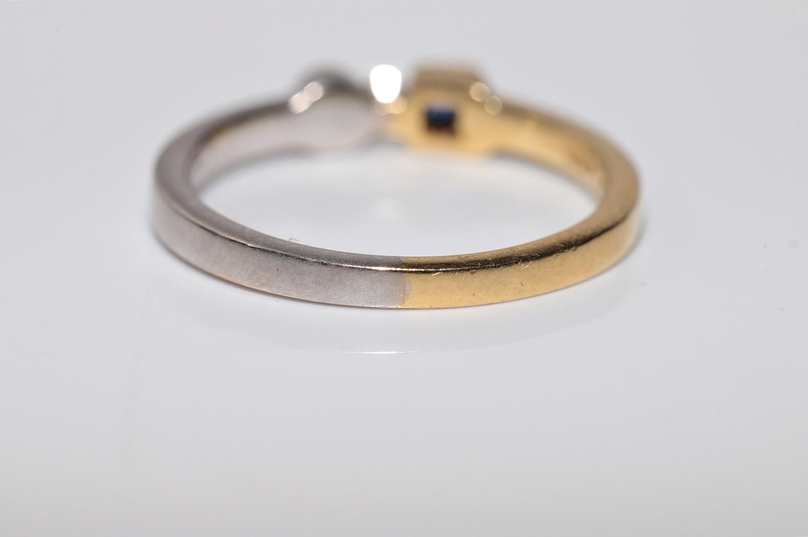 Bandring, Vintage, ca. 1990er Jahre, 18 Karat Gold, natürlicher Diamant und Saphir im Quadratschliff im Angebot 7