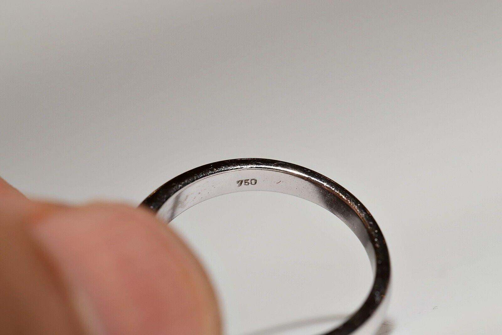 Anello forte decorato con diamanti naturali e acquamarina in oro 18k CIRCA anni '90 In condizioni buone in vendita a Fatih/İstanbul, 34