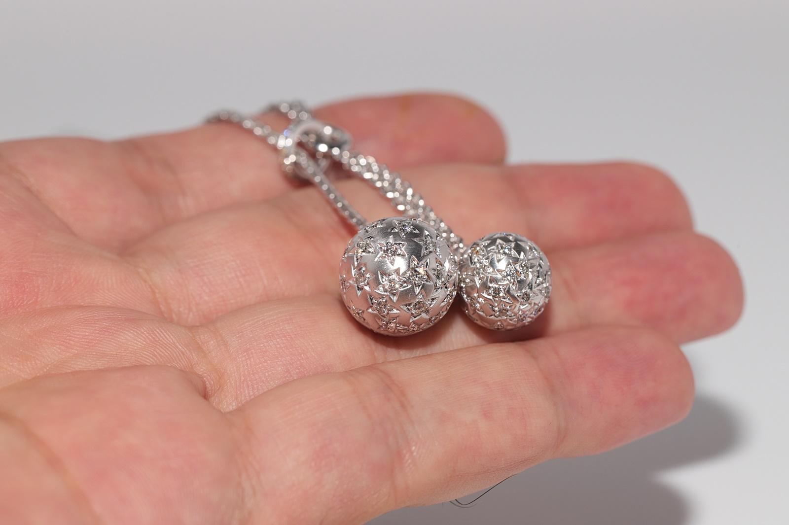 Vintage Circa 1990 Collier pendentif en or 18k avec diamant naturel Ball Design/One en vente 4
