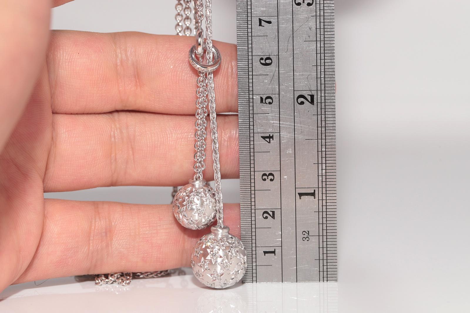 Vintage Circa 1990 Collier pendentif en or 18k avec diamant naturel Ball Design/One en vente 7