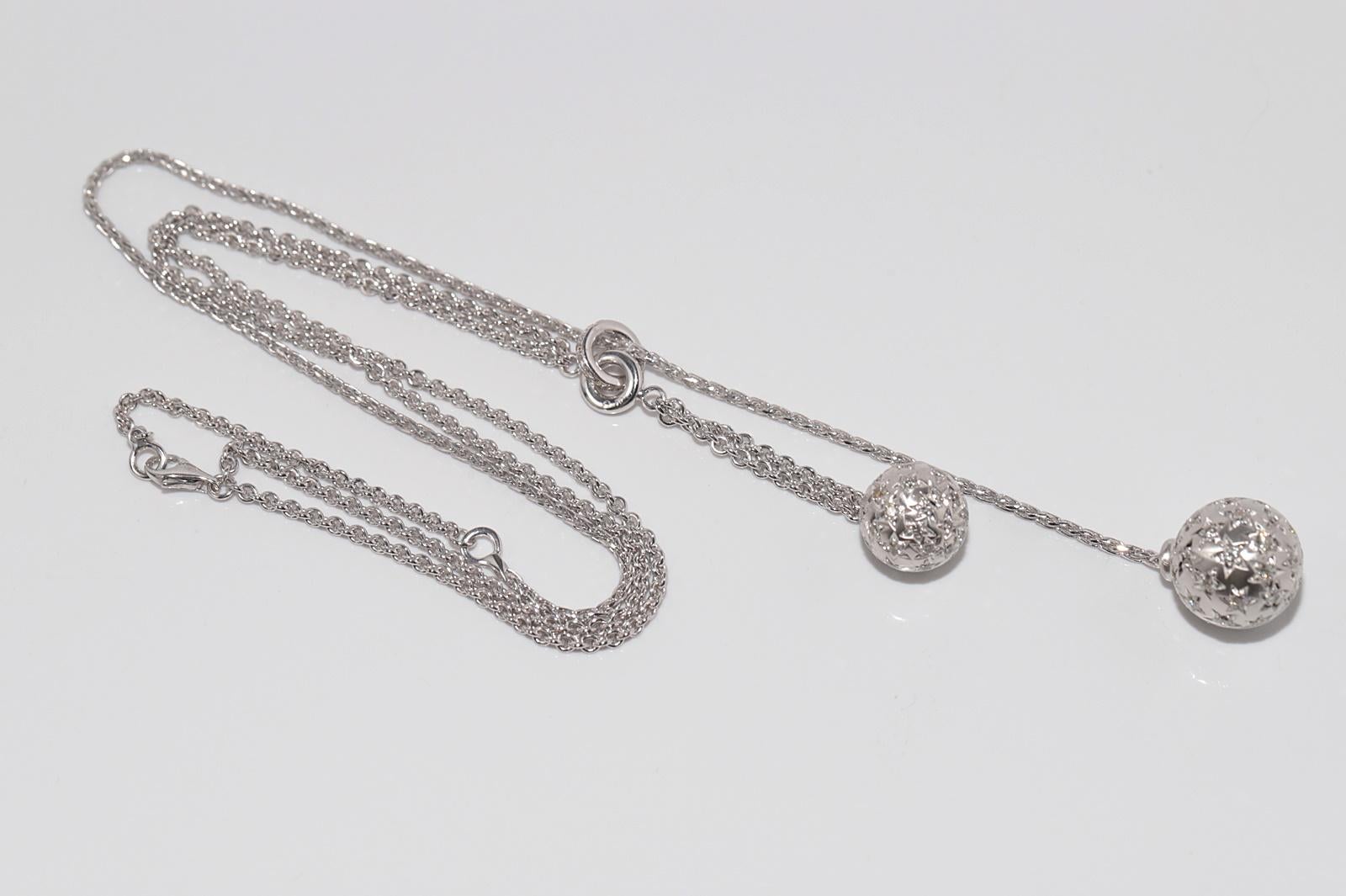 Vintage Circa 1990 Collier pendentif en or 18k avec diamant naturel Ball Design/One en vente 8
