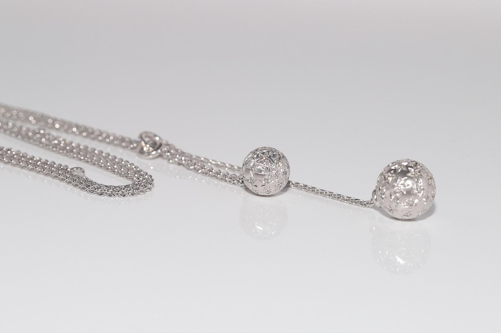 Vintage Circa 1990 Collier pendentif en or 18k avec diamant naturel Ball Design/One en vente 9