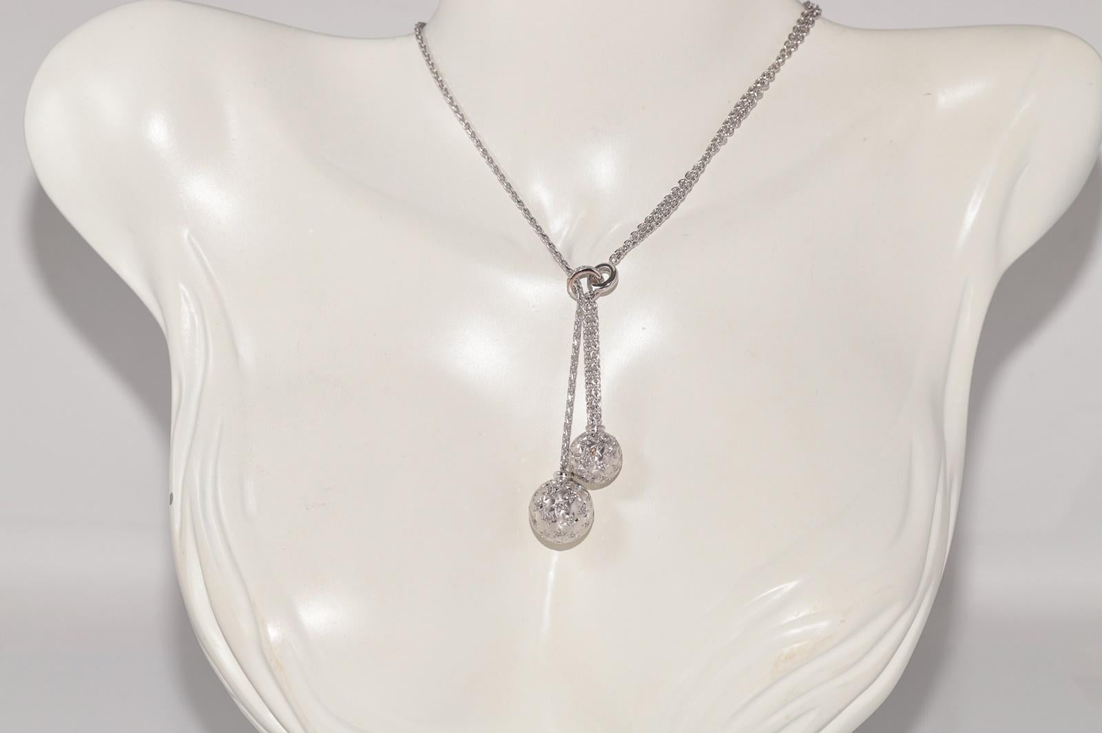 Artisan Vintage Circa 1990 Collier pendentif en or 18k avec diamant naturel Ball Design/One en vente