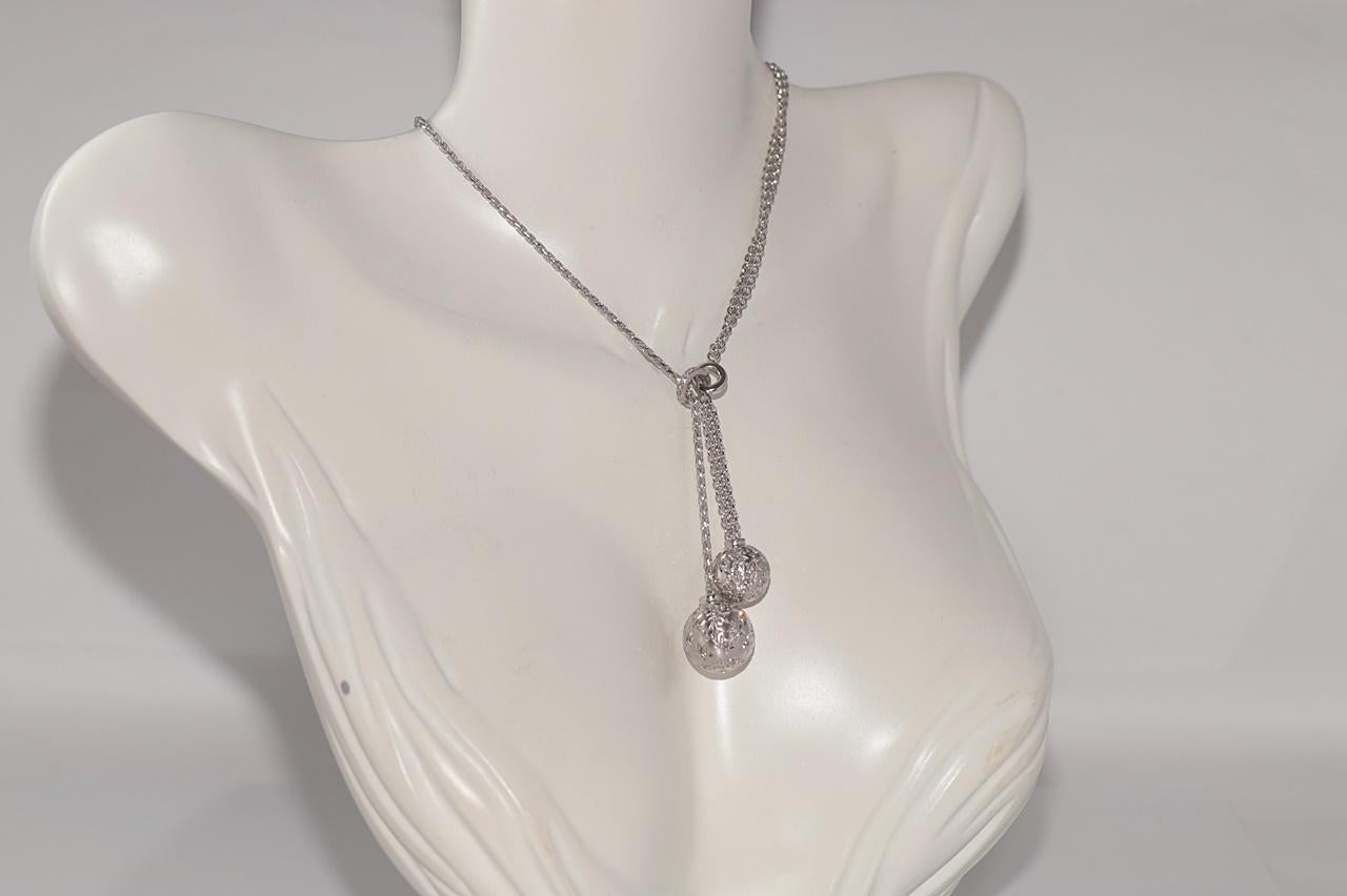 Vintage Circa 1990 Collier pendentif en or 18k avec diamant naturel Ball Design/One Bon état - En vente à Fatih/İstanbul, 34