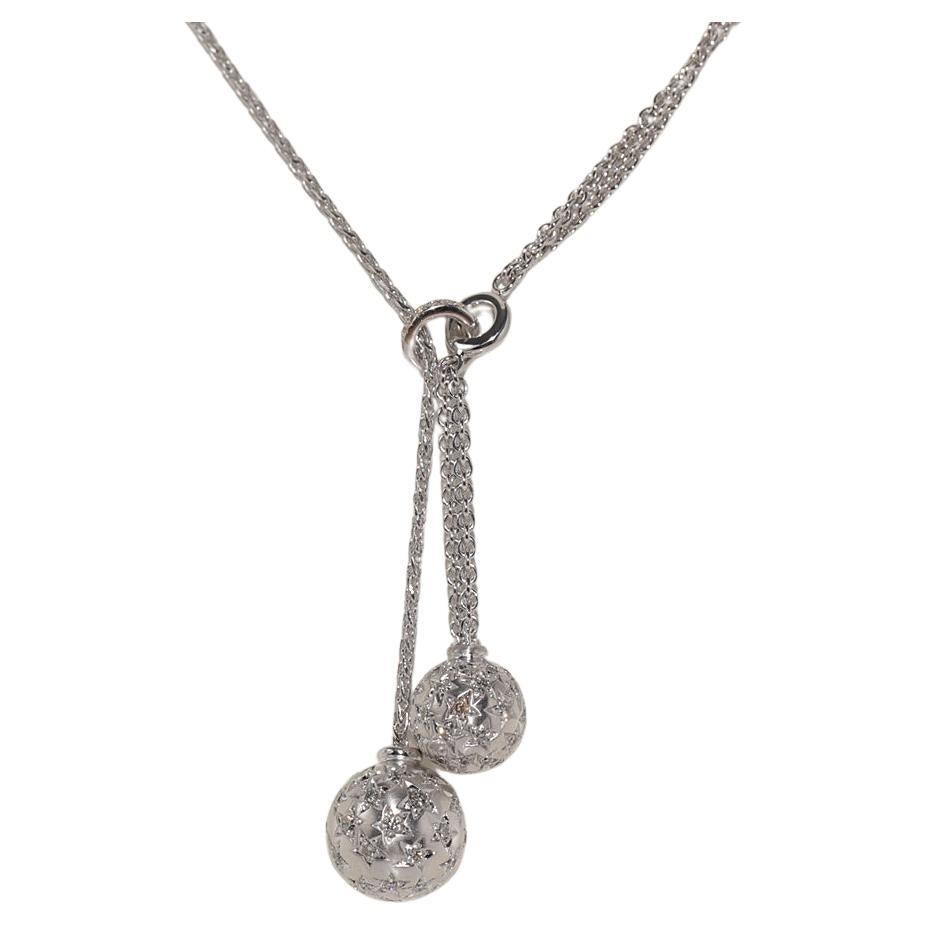 Vintage Circa 1990 Collier pendentif en or 18k avec diamant naturel Ball Design/One en vente