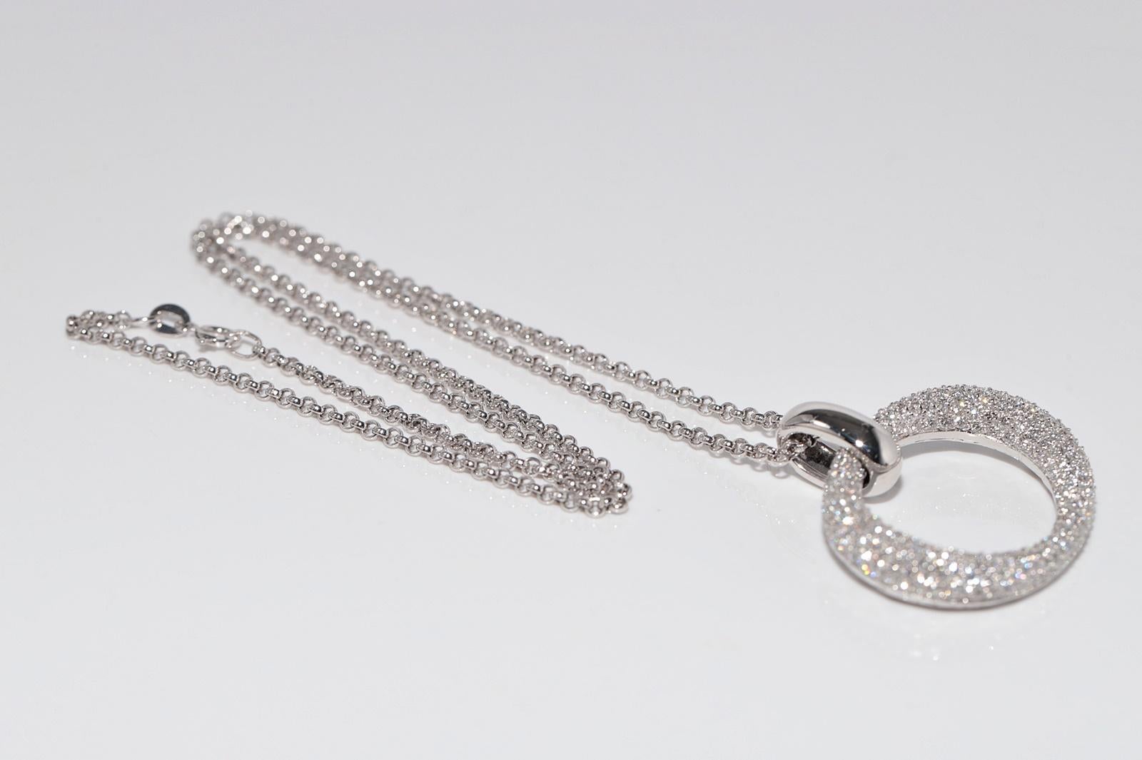 Vintage CIRCA 1990s 18k Gold Natürlicher Diamant Kreis Design Anhänger  Halskette im Angebot 9