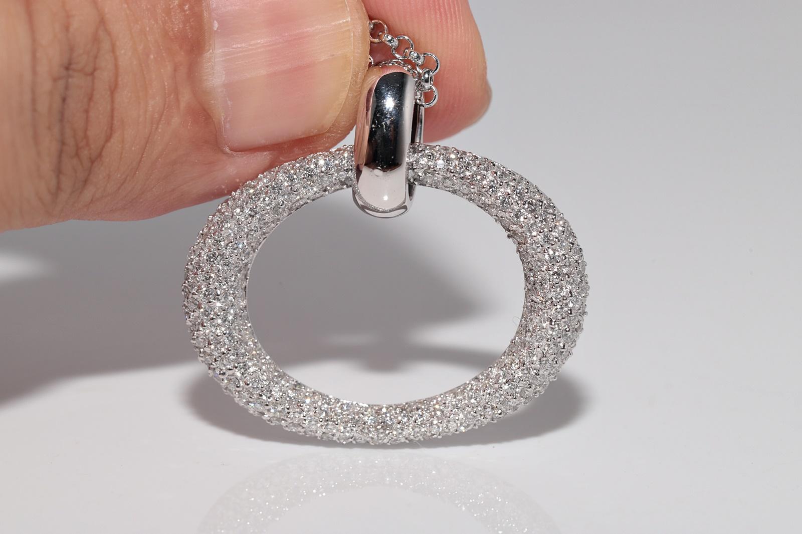 Vintage CIRCA 1990s 18k Gold Natürlicher Diamant Kreis Design Anhänger  Halskette im Angebot 1